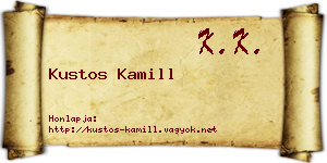 Kustos Kamill névjegykártya